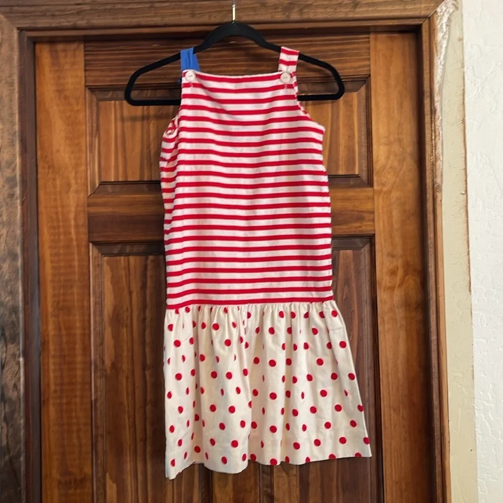 Striped and Polka Dot Kids Dress - Red and Blue size 12